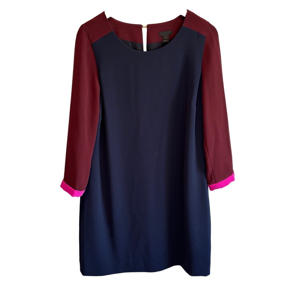 J. Crew Collection Long Sleeve Color Block Shift Dress - size 6